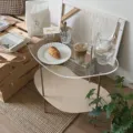Modern luxury acrylic transparent coffee table for living room, minimalist design side table. - Transparent + Cream