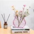 Acrylic minimalist pink flower vase detail shot, modern home decor accessory display. - Pink 7cm