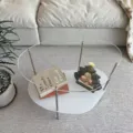Modern transparent acrylic coffee table with double-tier shelf and stylish minimalist design. - Transparent + White
