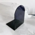 Minimalist translucent dark blue acrylic arch bookend, modern desktop book organizer stand. - Black Brown