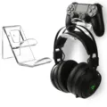 Supporto da scrivania trasparente in acrilico per controller di gioco e cuffie audio - Supporto per Controller a Doppio Strato