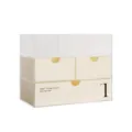 Clear acrylic desk organizer with beige drawers, makeup storage box for vanity. - Makeup Storage Box