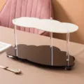 Acrylic cloud-shaped two-tier desktop display stand for cosmetics, perfume and daily storage. - Cream and Black