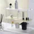 Clear acrylic desktop storage rack, multi tier cosmetic organizer, minimalist luxury display stand. - 3-Layer / Frosted + Cream Transparent Column