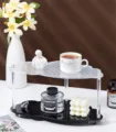 Acrylic desktop storage shelf, minimalist cloud shape vanity organizer for perfume. - S / Black Wave Pattern