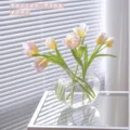 Acrylic wave vase with tulips transparent floral container modern home decor desktop ornament - Transparent 7cm