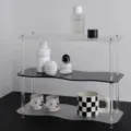 Acrylic desktop storage rack minimalist multi-layer organizer for cosmetics and perfumes. - 3-Layer / Frosted + Black Transparent Column