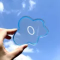 Posavasos acrílico de flor transparente borde azul esterilla de taza decoración bonita - Azul/Blanco