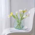 Acrylic transparent wave vase for flowers, creative minimalist hydroponic home decor setup. - Glass Cyan 7cm