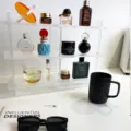 Clear acrylic desktop storage rack, multi-tier modular organizer for cosmetics and cups. - Frosted