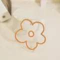Transparent acrylic flower coaster, orange outline vintage cute table mat for home bar decor. - Orange