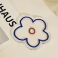 Transparent acrylic flower coaster cute blue outline heat resistant desk mat bar decor - Blue