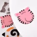 Cute acrylic cat coaster pink cat shaped heat insulation table mat home decor variant - Pink Cartoon Leopard