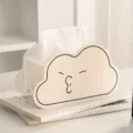 Acrylic cloud tissue box cute cream desktop paper napkin holder for living room home decor - Cloud Style / Milk White Striped