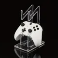 Transparent acrylic dual game controller stand desktop holder for PS4 Xbox universal display. - Transparent
