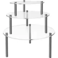 3-Tier Clear Acrylic Cake Stand Round Dessert Display Racks for Birthday Party Event - Round / Transparent Stainless Steel Pillar