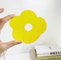 Cute yellow flower acrylic coaster minimalist cup mat hot pad table decor photography prop - Yellow Floral