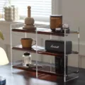 Acrylic desktop storage rack multi-layer cosmetic organizer shelf for home office decor - Double Row / Brown