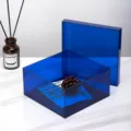 Modern minimalist solid blue transparent acrylic desktop storage box with lid for home decor. - 20*20*10cm / Blue