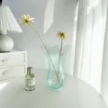 Modern clear blue acrylic wave vase variant, elegant desktop flower arrangement decoration. - Transparent Cyan