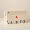 Acrylic home medicine storage box with lid, large capacity emergency first aid organizer bin white - Off White