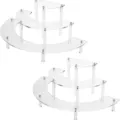 3-tier semi-circular acrylic display stand for cakes, desserts, and cosmetic organizer. - Transparent - Pack of 2