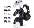 3-Tier Clear Acrylic Game Controller Stand and Headset Holder for Desktop Organizer - Transparent 3 Layers