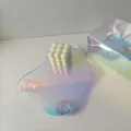 Unregelmäßige Acryl Regenbogen Schale, holografisches Kosmetik Tablett für Deko. - Schillernd