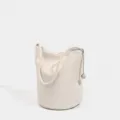 Borsa a secchiello minimalista in pelle morbida bianco sporco, borsa versatile. - Bianco avorio