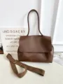 Borsa a tracolla marrone grande capacità da donna shopper con cinghia larga e manico - Marrone scuro