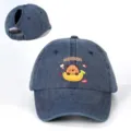 Jeans-Pferdeschwanz-Baseballkappe mit süßem Capybara-Banane-Druck, lässiger Outdoor-Hut. - Verstellbar / Marineblau