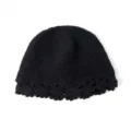 Close-up detail of black crochet bucket hat showing hollow lace brim texture and craft. - Adjustable / Black