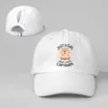 Weißes Damen-Pferdeschwanz-Baseballcap mit süßem Capybara-Grafikdruck und verstellbarem Riemen. - Weiß