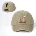 Gewaschene khakifarbene Capybara Zopf Baseball Kappe mit verstellbarem Riemen neu - Verstellbar / Khaki