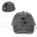 Gorra de béisbol gris para coleta con bonito estampado de gato negro y hebilla ajustable. - Ajustable / Negro
