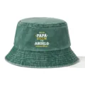 Détail de bob en coton lavé vert, casquette en toile vintage avec texte imprimé. - Taille unique / Vert Foncé