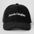 Black corduroy baseball cap featuring white Favorite Daughter embroidery, stylish outdoor hat. - Adjustable / Black