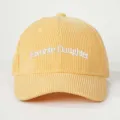 Yellow corduroy baseball cap featuring white embroidered Favorite Daughter text detail. - Adjustable / Yellow