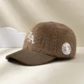 Brown sherpa and corduroy baseball cap featuring stylish LA gothic embroidery and side patch. - Adjustable / Coffee