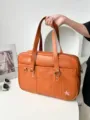 Dettaglio borsa uniforme scolastica JK marrone, grande borsa a spalla per laptop studenti. - Arancione (Senza Pendente)