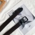 Woven belt for women men casual canvas braided strap with pin buckle fashion jeans belt - Gun-black Black