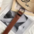 Unisex bruine PU lederen riem met vierkante metalen gesp en Koreaanse stijl broekriem - Bruin