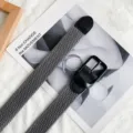 Elastic woven belt for men and women, stylish casual jeans accessory with pin buckle. - Gun Black Grey