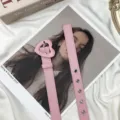 Pink heart buckle belt for women, stylish Korean ins style PU leather belt for jeans and dresses. - Pink