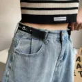 Women invisible elastic belt for jeans summer stretch waist cincher decorative fashion thin belt - Black