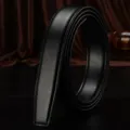 Men's Black Genuine Leather Belt Strap Replacement Automatic Buckle 3.5CM Width Rolled Display - 110cm / 2.8cm Wide / Black