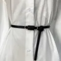 Schlanker schwarzer Ledergürtel Damen Taillenzubehör schickes Hemd Kleid Taillengürtel - Schwarz