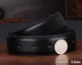 Black genuine leather belt strap without buckle, stylish replacement band for men. - 110cm / 3.2cm / Black