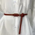 Brauner Damen Schmaler Ledergürtel für Kleid Hemd, elegante Schnalle, Taillengürtel. - Braun