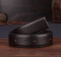 Men's brown leather belt strap replacement without buckle punched cowhide waist strap casual design - 110cm / 3.2cm / Coffee